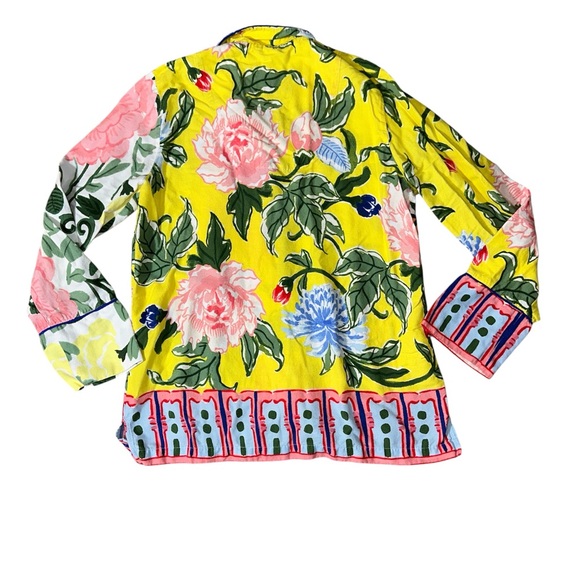 Anthropologie Multicolor Floral and Tiger Pajama Top - Picture 3 of 4